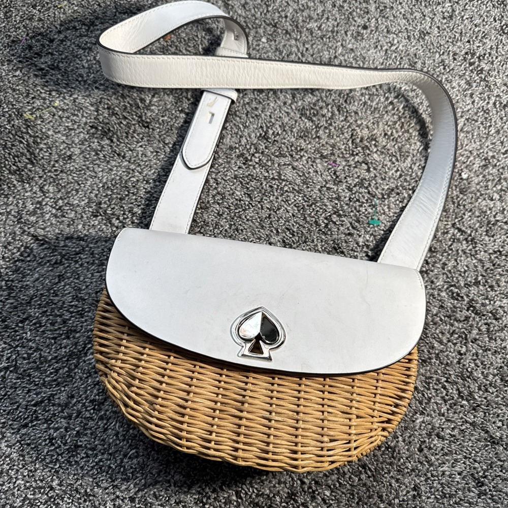 Rare Kate Spade New York White & Brown Nicola Twistlock Crossbody Bag